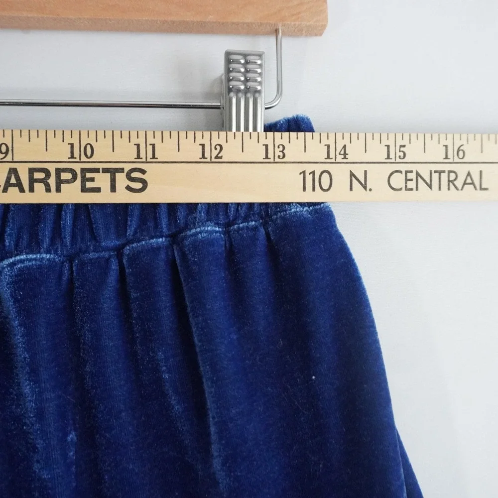 VTG City Hearts Blue Velvet Pant Set Long Sleeve Top‎ Matching Set Mature Party - Picture 12 of 14